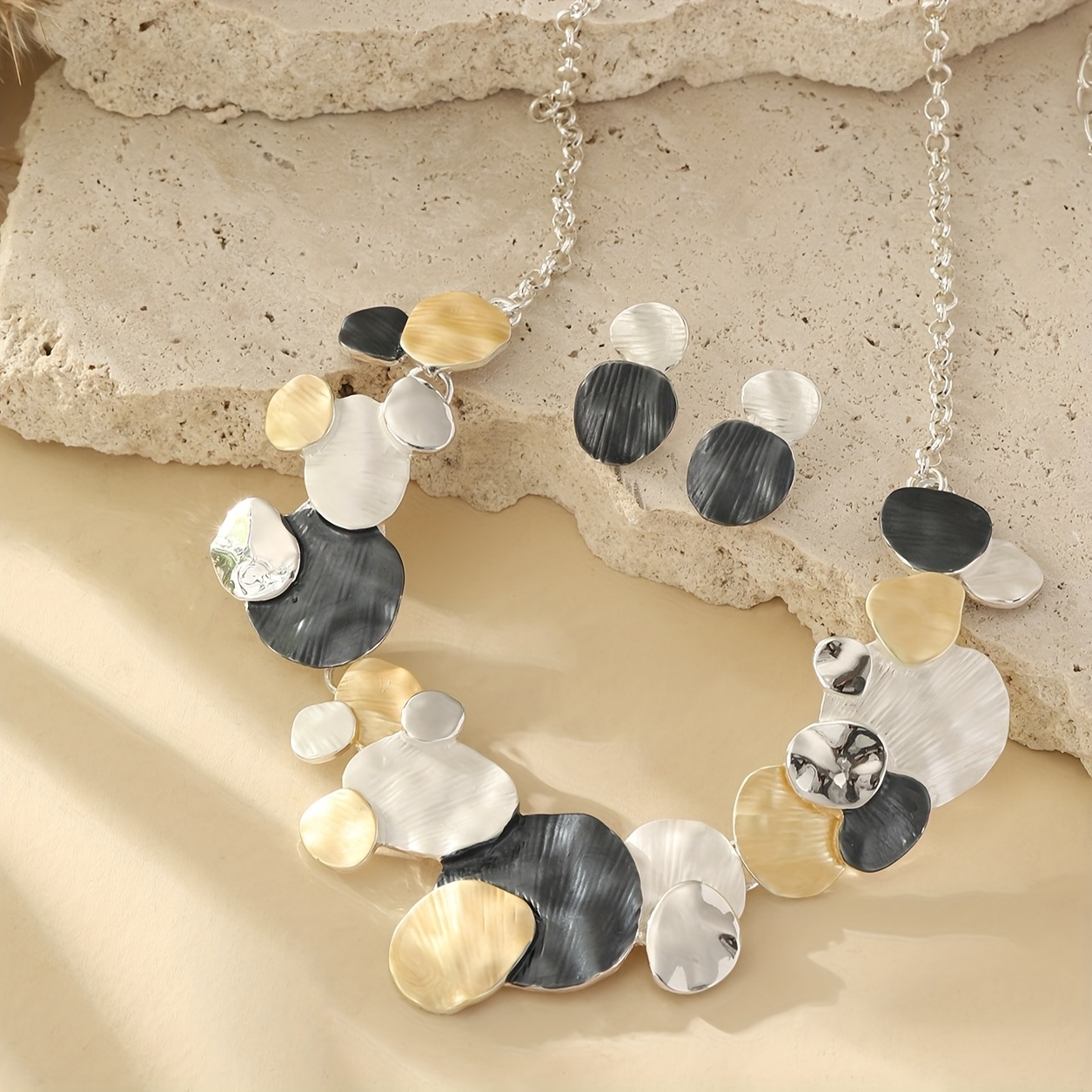 Colorful Enamel Geometric Round Jewelry Set